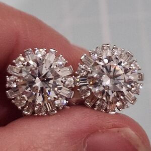 NWT JTV Charles Winston Sterling Silver White Diamond Simulant Earrings